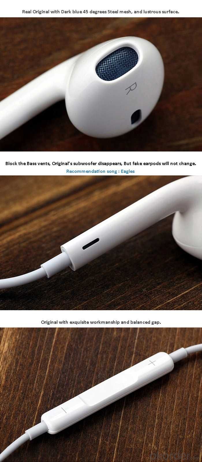 Real Original for Apple iPhone 5/6 Earphone with Remote and Mic