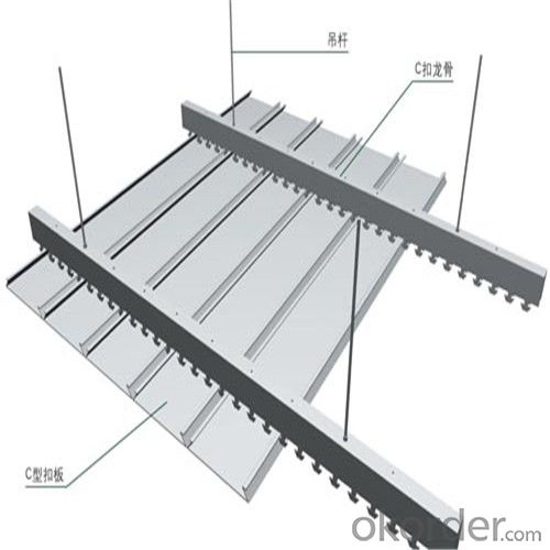 Aluminium Metal Ceiling, C-Shaped strip Panel