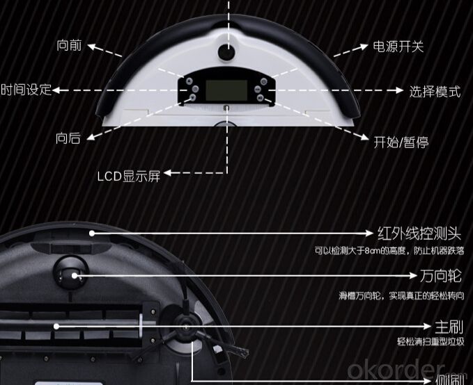 2015 black color 500w remote control 6 In 1 Multifunctional Robot Vacuum Cleaner