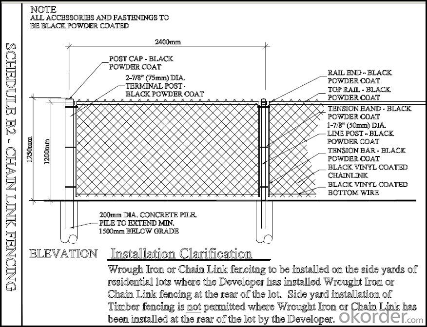 Low  Carbon Steel Wire Chain  Link Fence