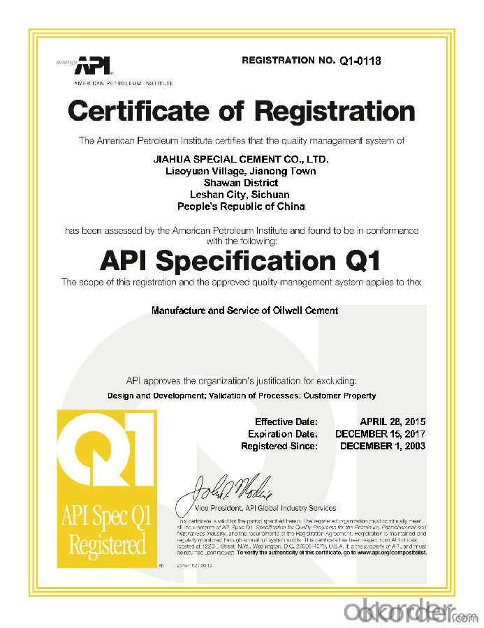 Class G Oil Well Cement with API Certification
