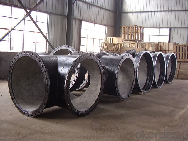 Ductile Cast Iron Pipe Fittings All Flanged Tee B125 Bitumen Coating