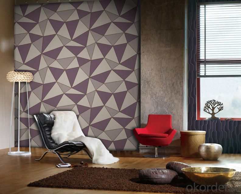 PVC Wallpaper Vinyl Covered Deep Embossed Geometric Dining Room