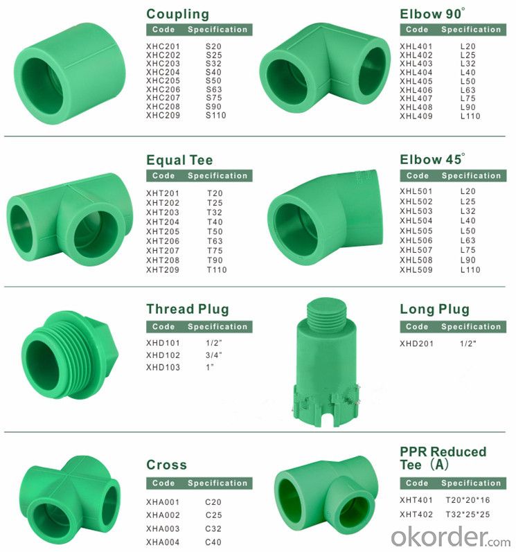 PPR All Plastic Fittings Pipe Plastic Material Long Plug DIN 8077/8078