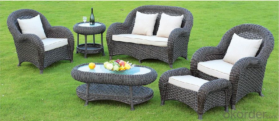 Wicker Conversation Set in Honey with White Cushions
