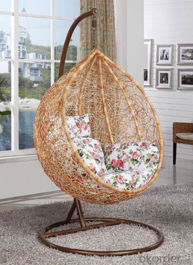 Outdoor Swinging Chair Round Shape Honey Color