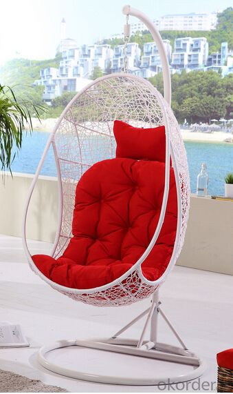 Rattan Wicker Swing Chair with Colorful Seat Cushion