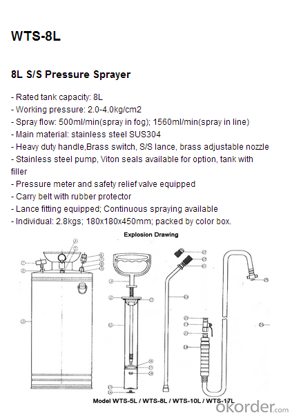 Stainless Steel Sprayer      WTS-8L