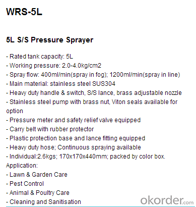 Stainless Steel Sprayer      WRS-5L