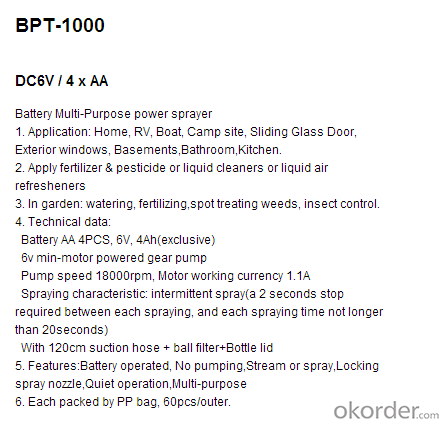 Battery Sprayer   BPT-1000
