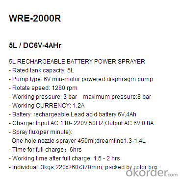 Battery Sprayer   WRE-2000-R