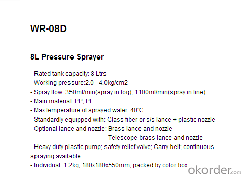 Pressure Sprayer       WR-08D