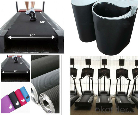 Black PVC Treadmill Conveyor Belt Running Belt for Fitness Gym