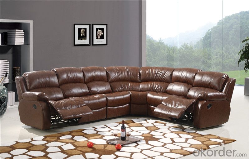 Manually Recliner Sofa with Natural Leather