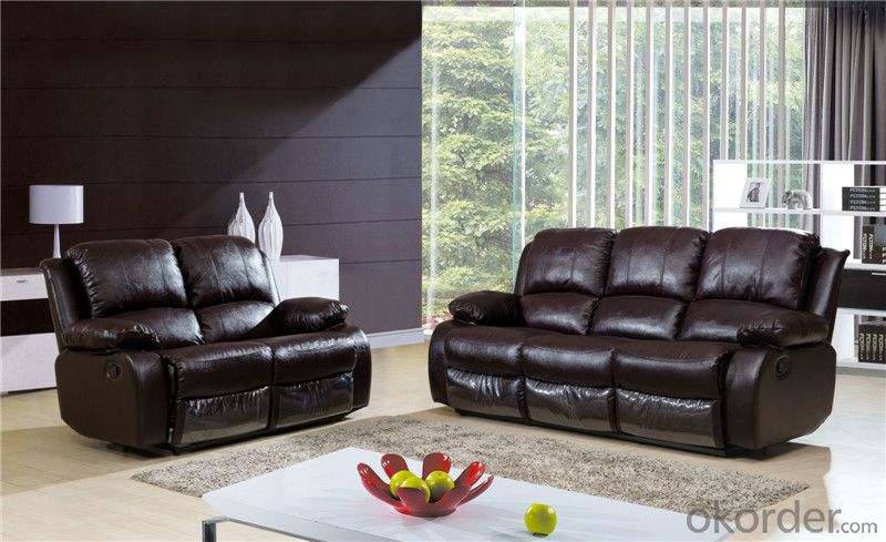 Manually Recliner Sofa with Leather and PVC