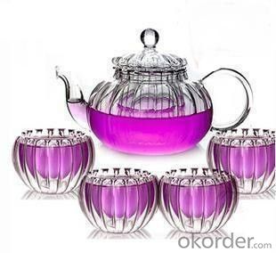 Hand Made Glass Teapot 600ml and Cups / Glass Tea Pot / Tableware / Drinking Glasses