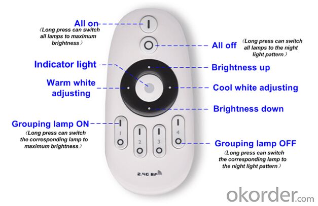 LED bulb remote contro 2.4G Grouping LED color temperature remote control