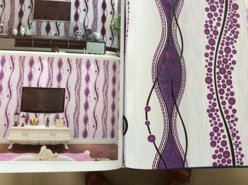 PVC Wallpaper 2015 New Modern Design Dark Color Embossed Vinly Wallpaper with Gillter Korea Style