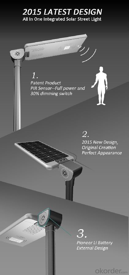 30w All In One Integrated Solar Street light with IP67 Philips LED Module