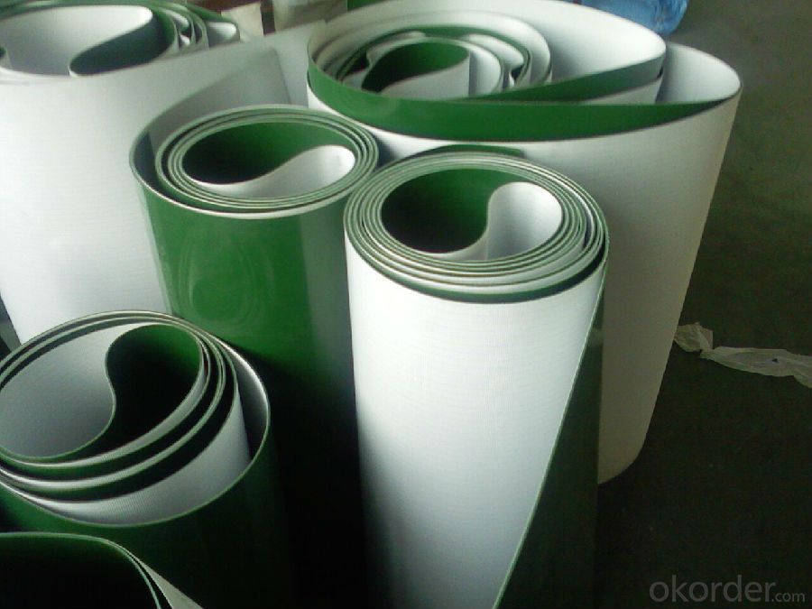 Green PVC Conveyor Belt White PU Conveyor Belting