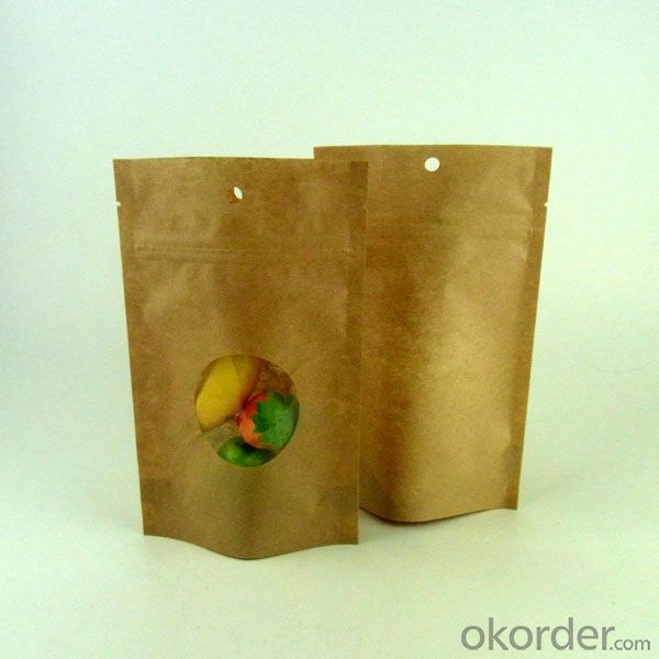 Stand Up Pouch Craft Paper Laminated Bag with Window for Packing