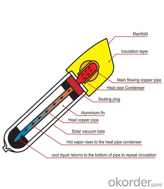 Heat Pip Vacuum Tubes Solar Collectors for Rooftop