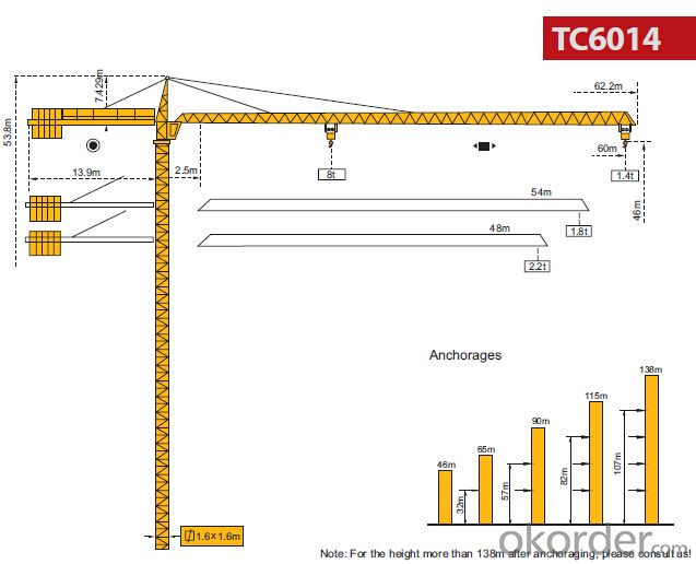 Tower Crane TC6014 Panel Mast Section 8 Ton