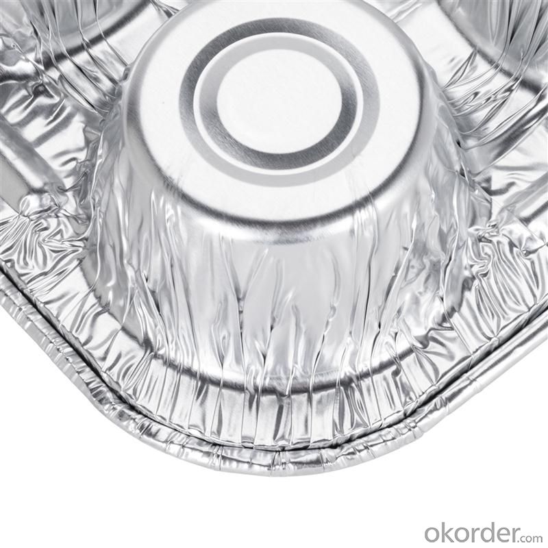 Aluminium Foil Three Compartment Tray Container for Food Take-out