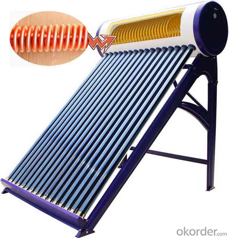 Solar Collector Water Heater With Copper Coil In Water Tank