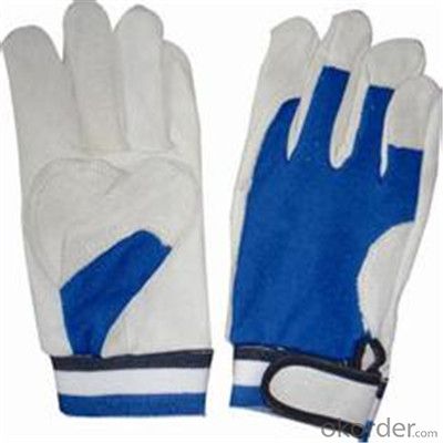 PVC Inner Split Double Palm Leather Work Glove with High Quality
