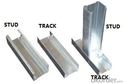 galvanized studs and tracks used for drywall partition