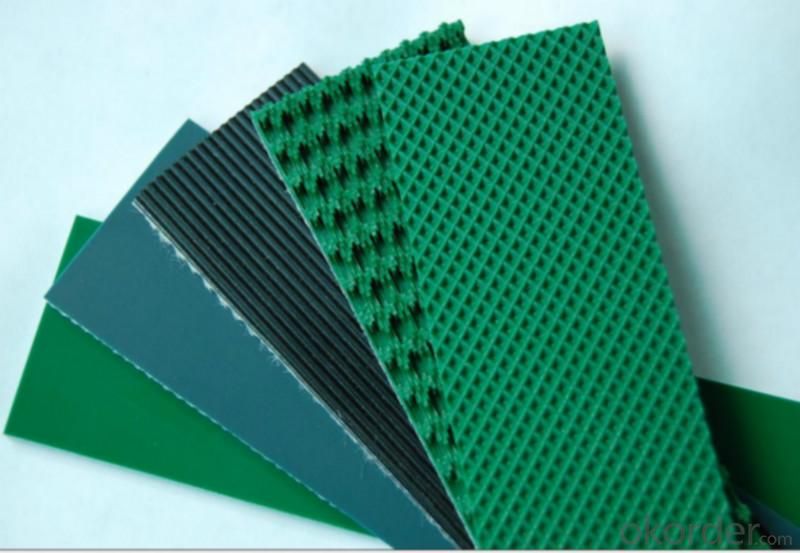 4mm/4.5mm/5mm Green White Rough Top PVC Conveyor Belt