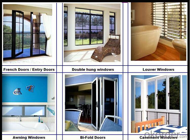 PVC window and door with double glazing or Low E glass film packing