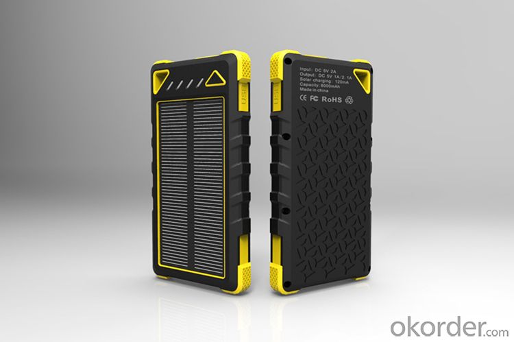 New Design 8000mAh Solar Power Bank Outdoor Waterproof with Flashlight for Cell Phones Mobile