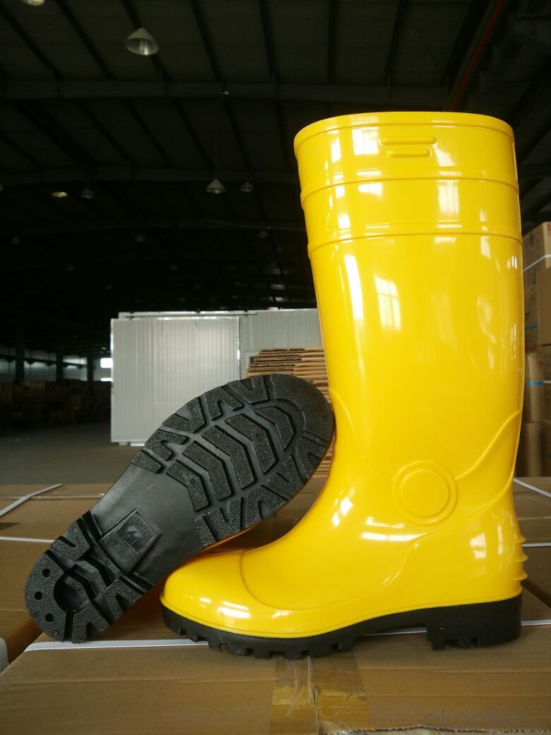 Yellow PVC Safety Working Boots with Steel Toecap and  Midsole