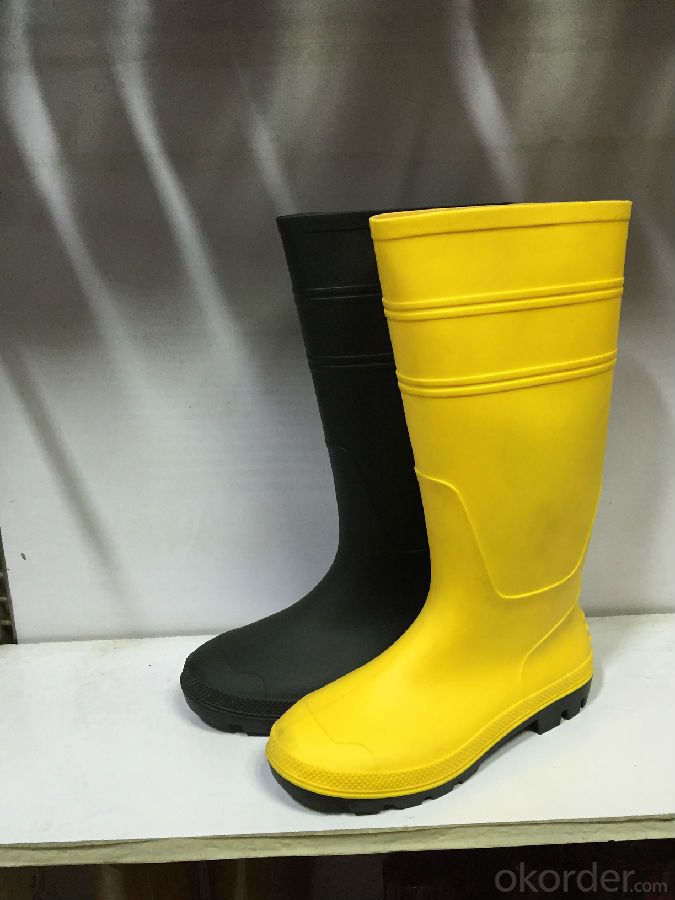 Yellow PVC Industrial Safety Gumboots with Steel Toecap and  Midsole CE EN20345
