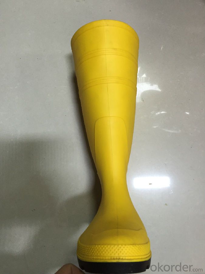 Yellow PVC Industrial Safety Boots with Steel Toecap and  Midsole