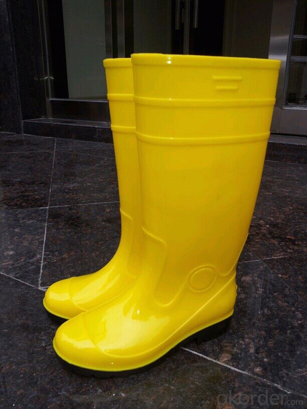 Yellow PVC Safety Boots with Steel Toecap and  Midsole CE EN20345