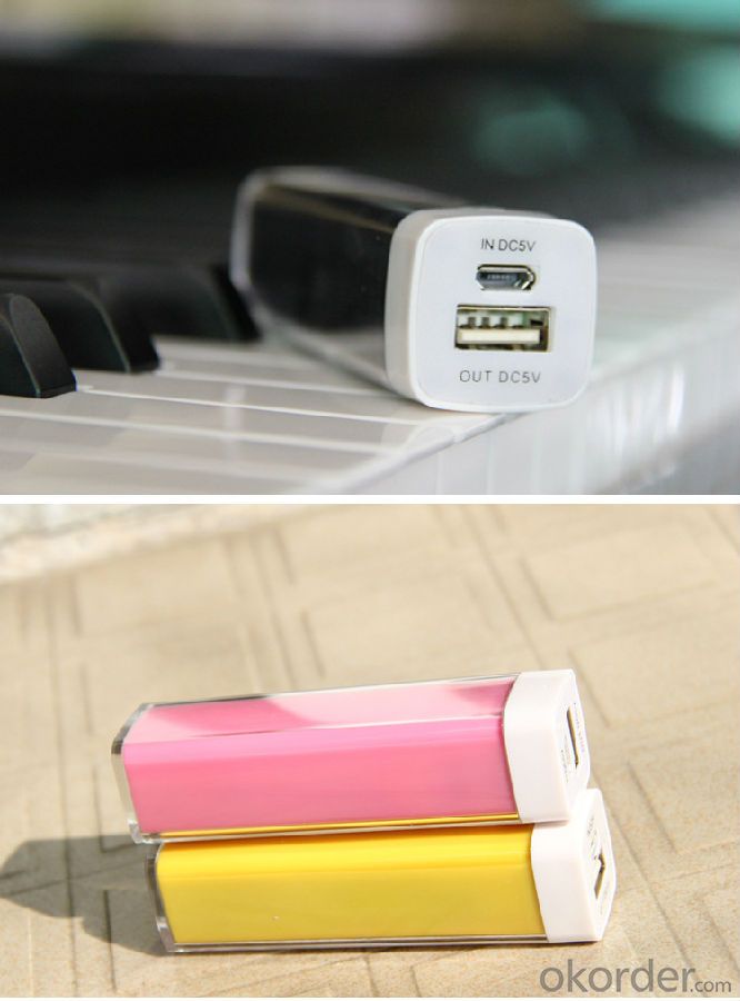 Charger fashional portable Lipstick Power Bank 2000mAh with real Capacity