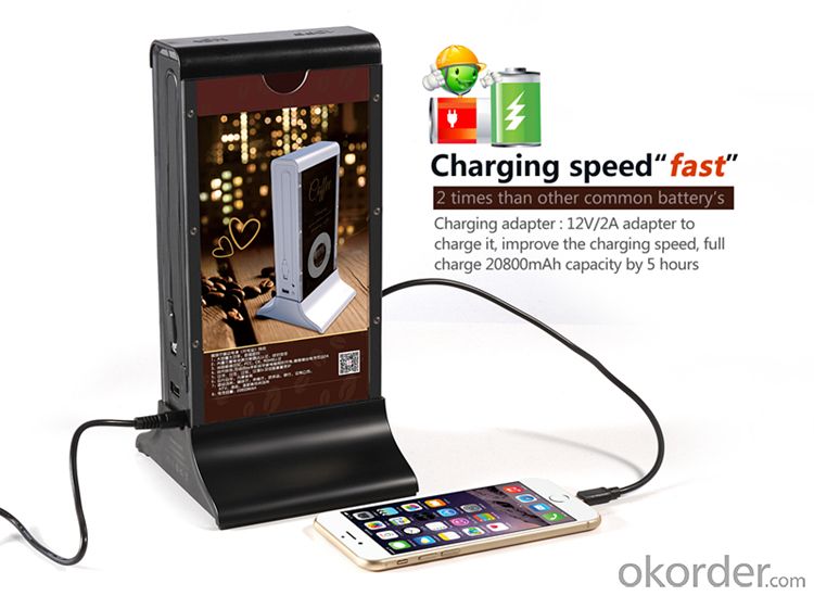 Power Bank Hot Selling Restaurant Coffee Shop Bar 20800mAh for ktv and bars with advertising poster