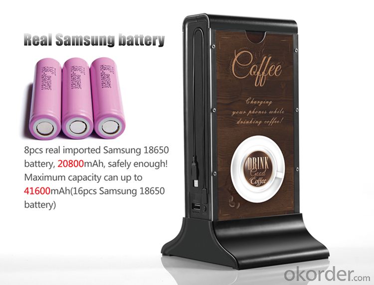 Power Bank Hot Selling Restaurant Coffee Shop Bar 20800mAh for ktv and bars with advertising poster