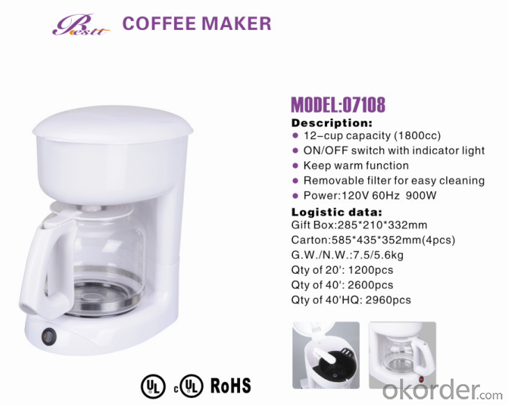 12-cup America style drip coffee maker -07108