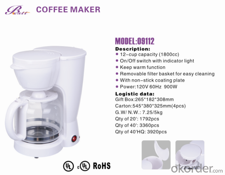 12-cup America style drip coffee maker -09112