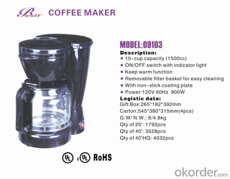 10-cup America style drip coffee maker -09103