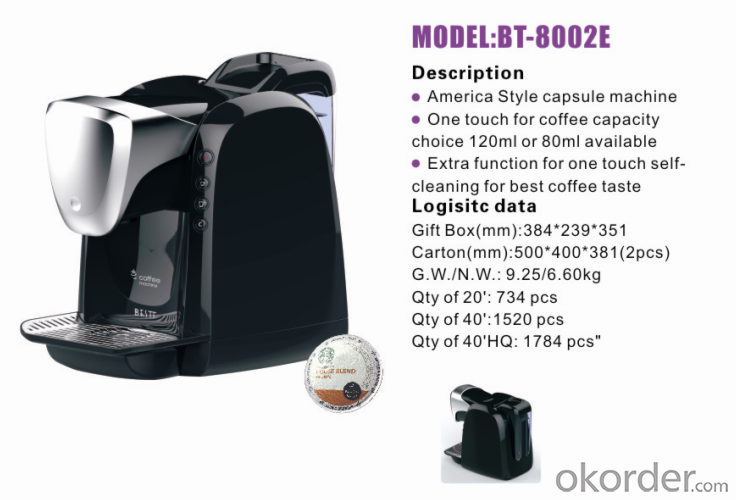 America style capsule coffee machine BT-8002E