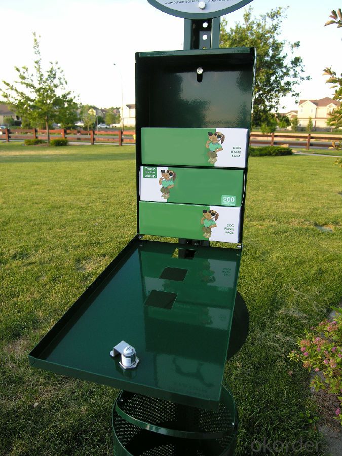 Aluminum Pet Waste Station for Pet Waste Disposal with Roll Bags Power Coated Green Color