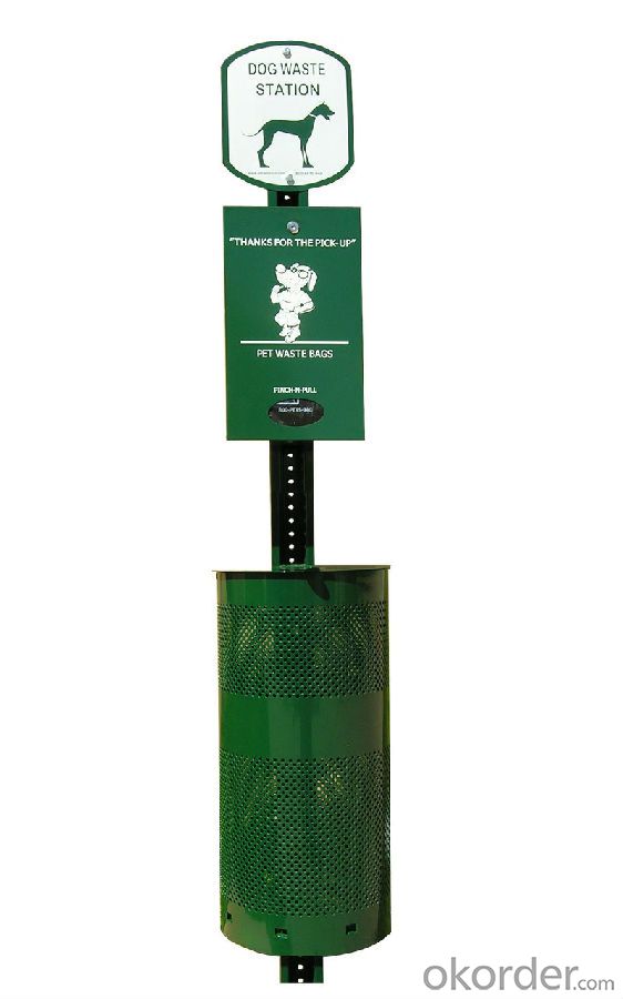 Metal Commericial Dog  Waste  Bag Dispenser Power Coated Green Color