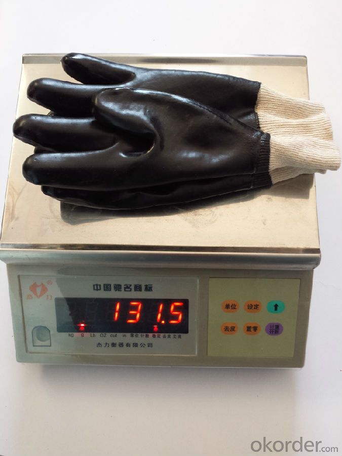 M101-01Black PVC Coated Gloves Knit Wrist Smooth Protect Hand