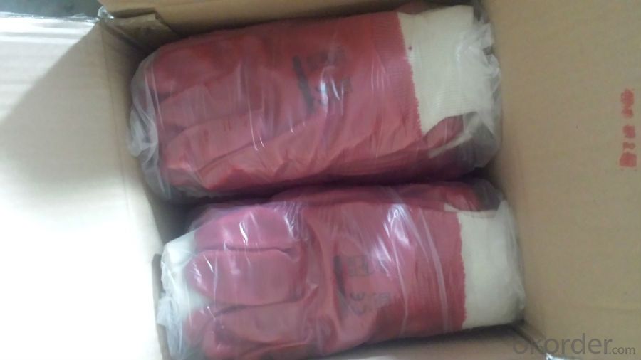 M101-01Red PVC Coated Gloves Knit Wrist Smooth Protect Hand