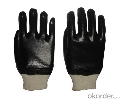 M101-01 black PVC Coated smooth knit wrist glove
